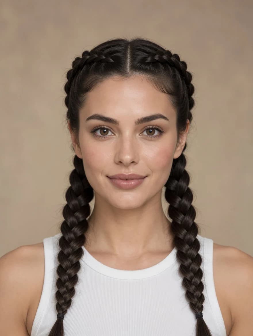 Woman wearing two braids