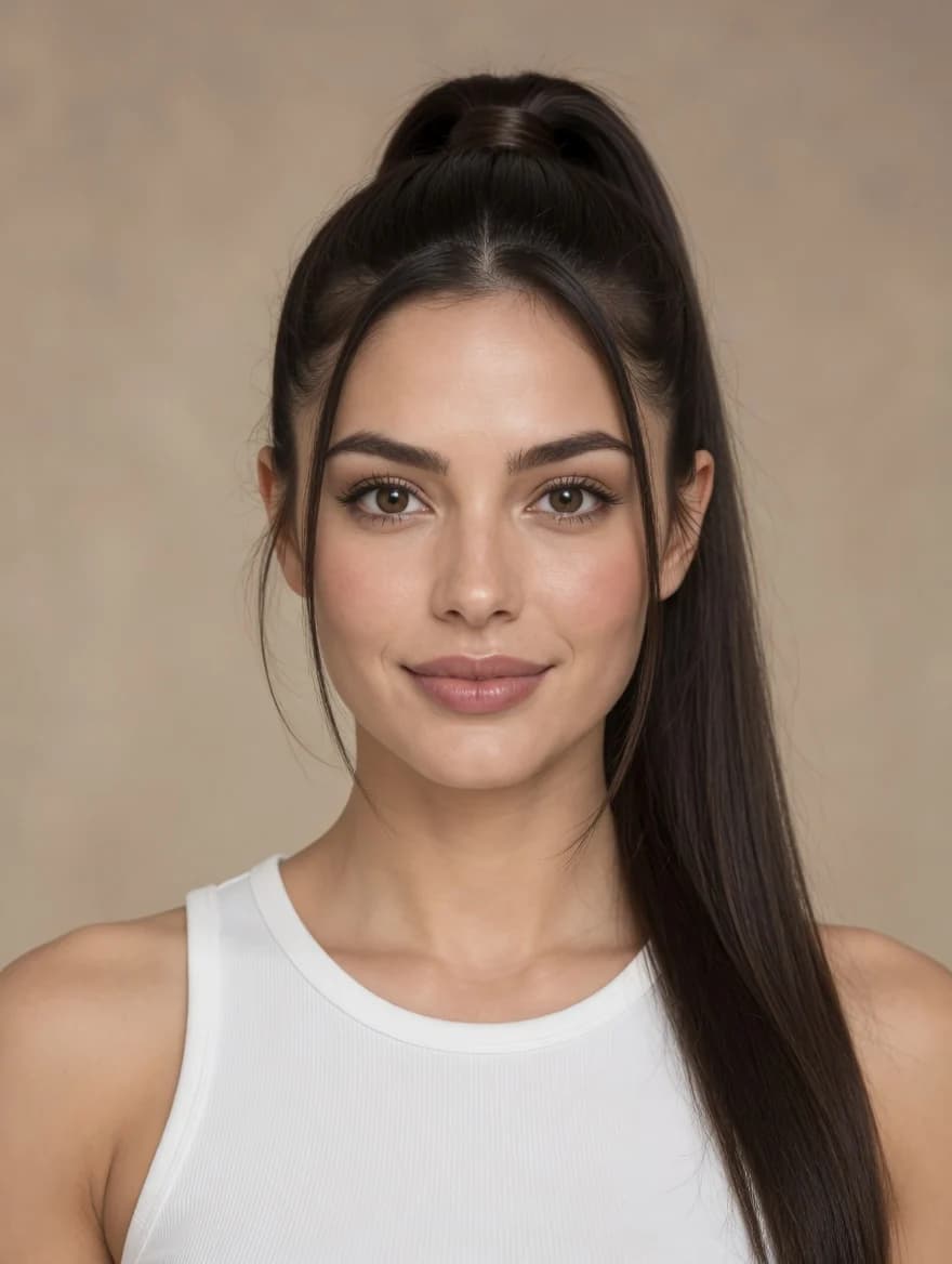Woman wearing a high ponytail