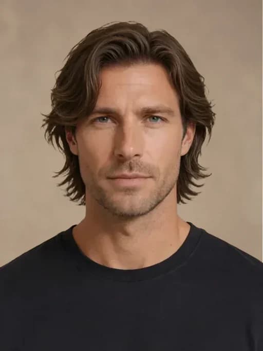 Man with medium-length feathered hair