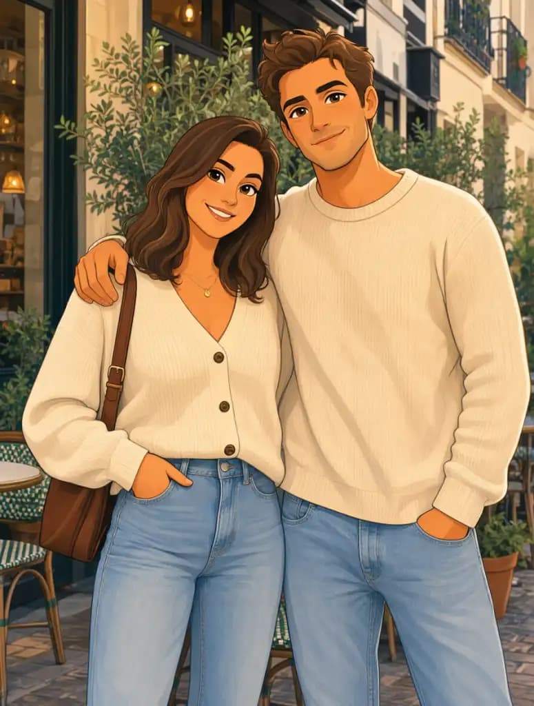 نتیجه · پرتره کارتونی دستساز زوج