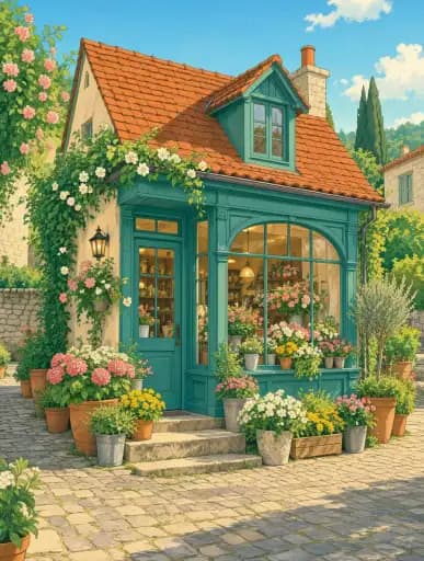 परिणाम · Ghibli-प्रेरित इमारतें और सड़क के दृश्य