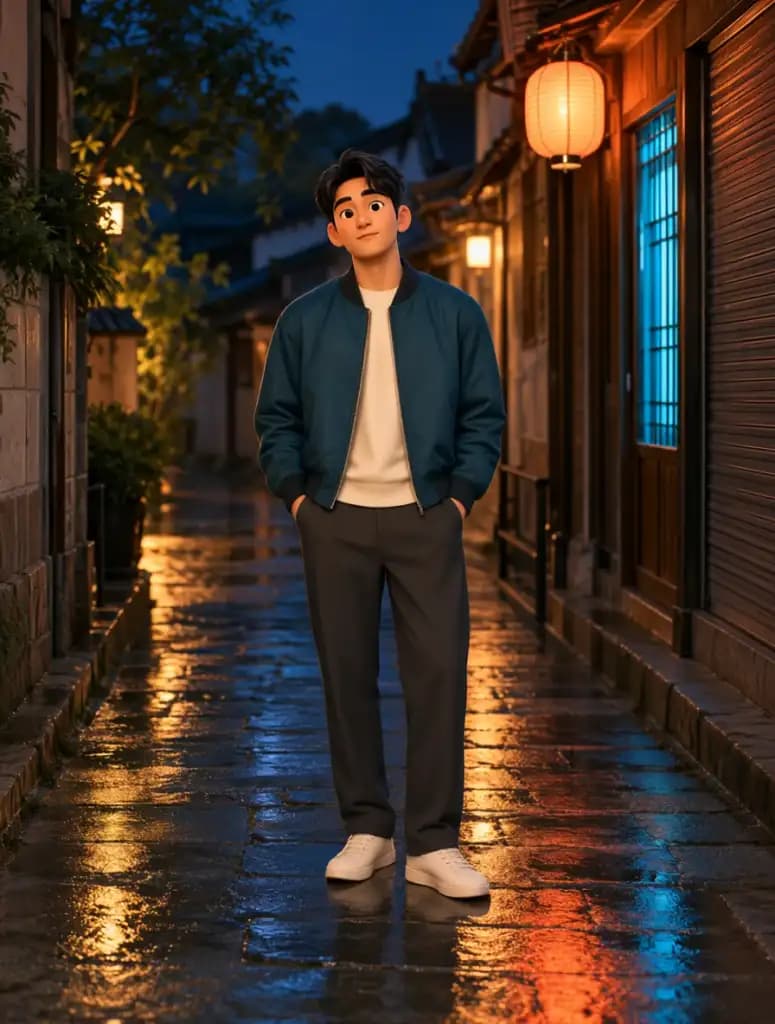 Result · A 3D Cartoon Portrait with Night-Scene Lighting